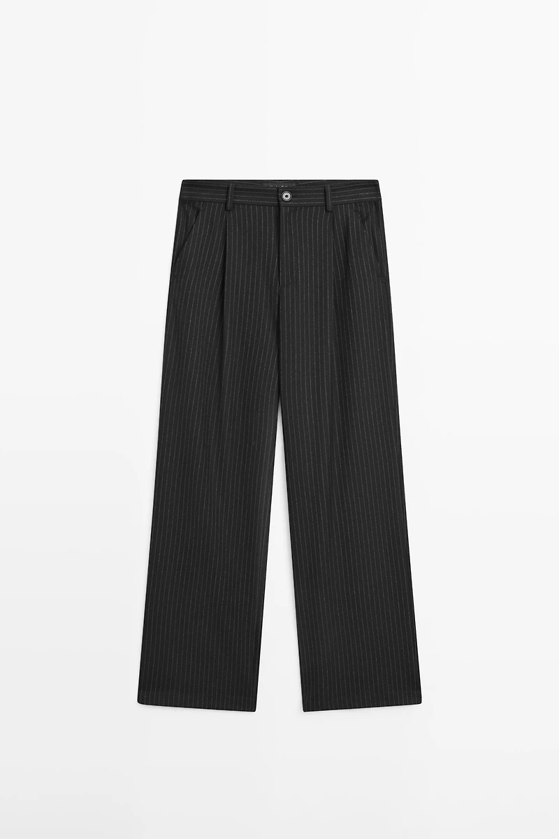 Pinstripe wide-leg trousers