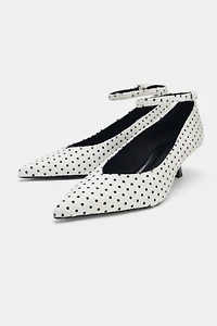 POLKA DOT FUR LEATHER HEELS