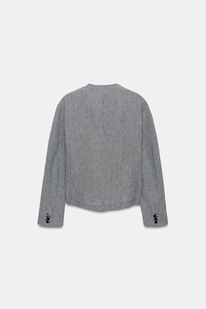 HOUNDSTOOTH LINEN BLEND BLAZER ZW COLLECTION