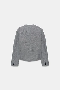 HOUNDSTOOTH LINEN BLEND BLAZER ZW COLLECTION