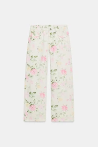TRF LOW RISE LOOSE FIT FLORAL JEANS