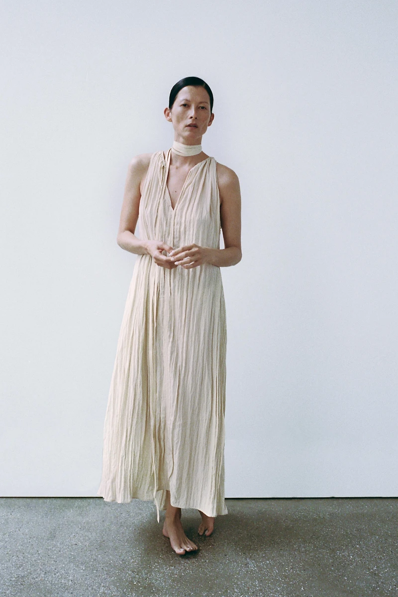 ZW COLLECTION FLOWY CRINKLE-EFFECT DRESS