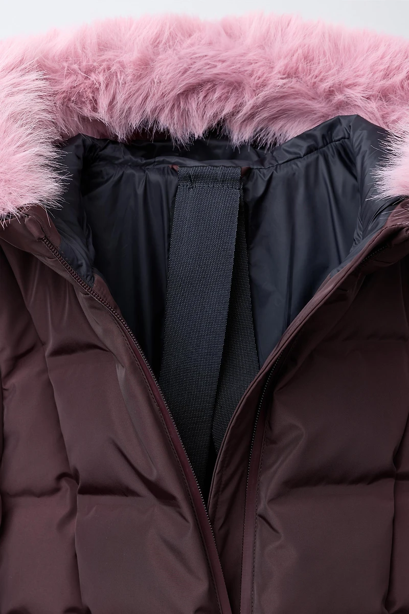 DOWN FEATHER PUFFER JACKET WITH BELT, WATER-RESISTANT AND WINDPROOF, RECCO® SYSTEM, SKI COLLECTION