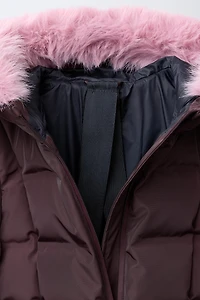 DOWN FEATHER PUFFER JACKET WITH BELT, WATER-RESISTANT AND WINDPROOF, RECCO® SYSTEM, SKI COLLECTION