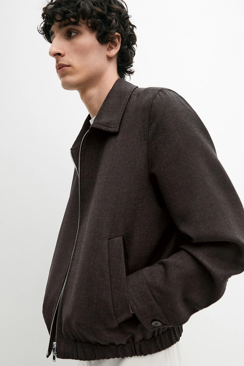 Wool bomber jacket with zip