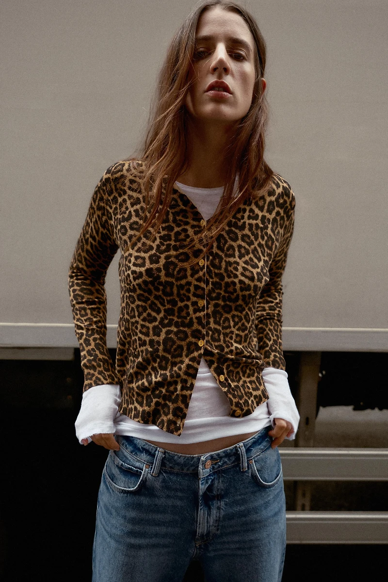 GILET EN MAILLE IMPRIMÉ ANIMAL