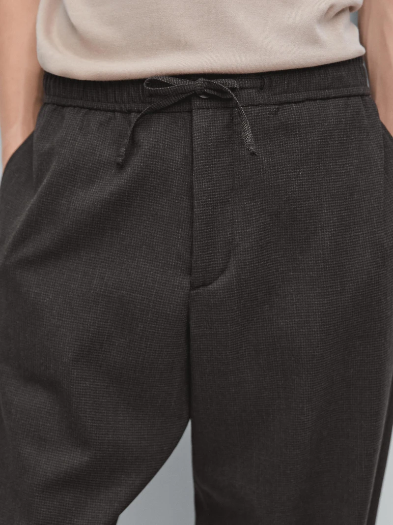 Houndstooth wool blend trousers