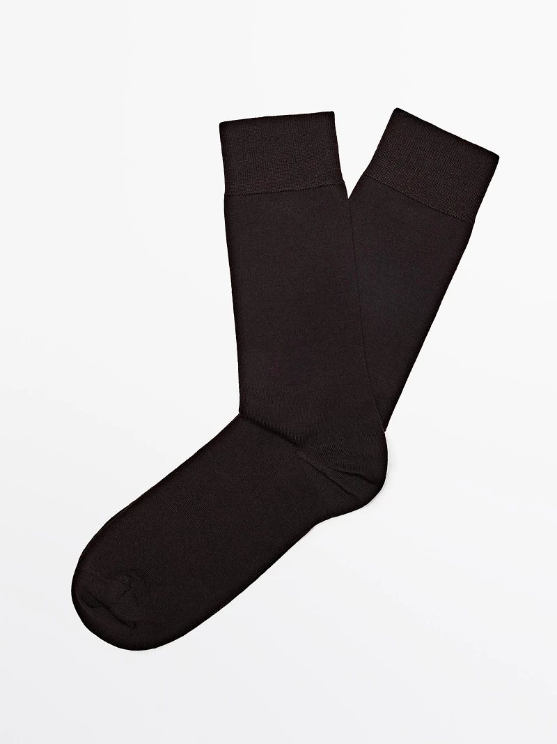 Plain wool blend knit socks