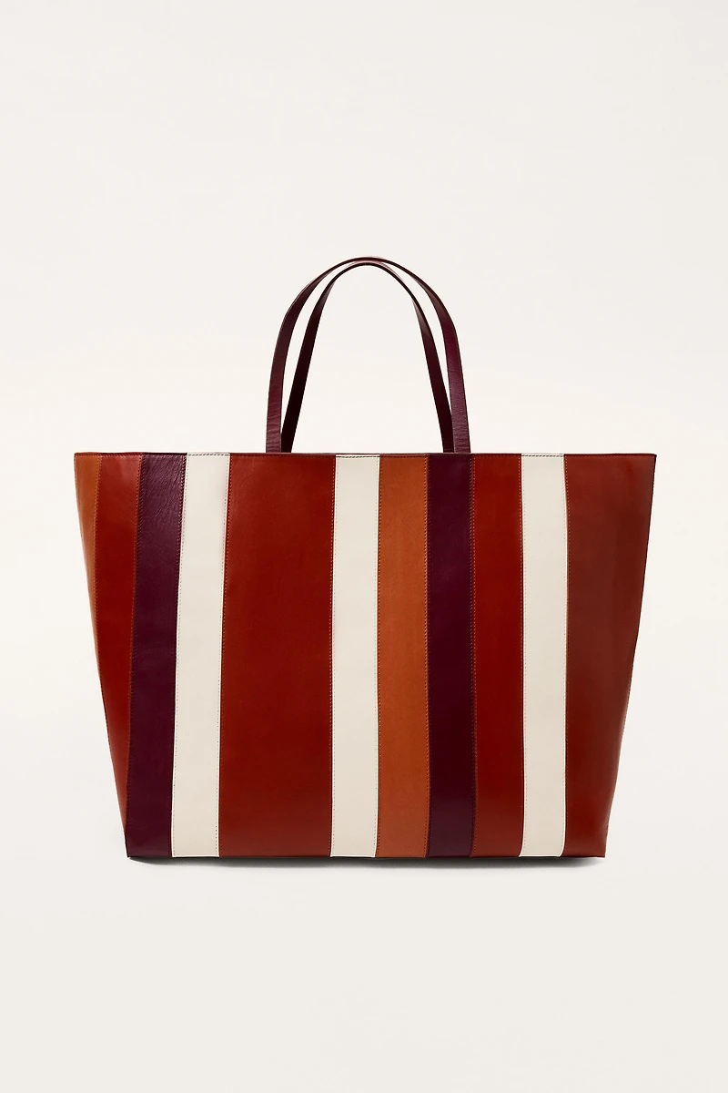 STRIPED LEATHER MAXI SHOPPER LIMITED EDITION