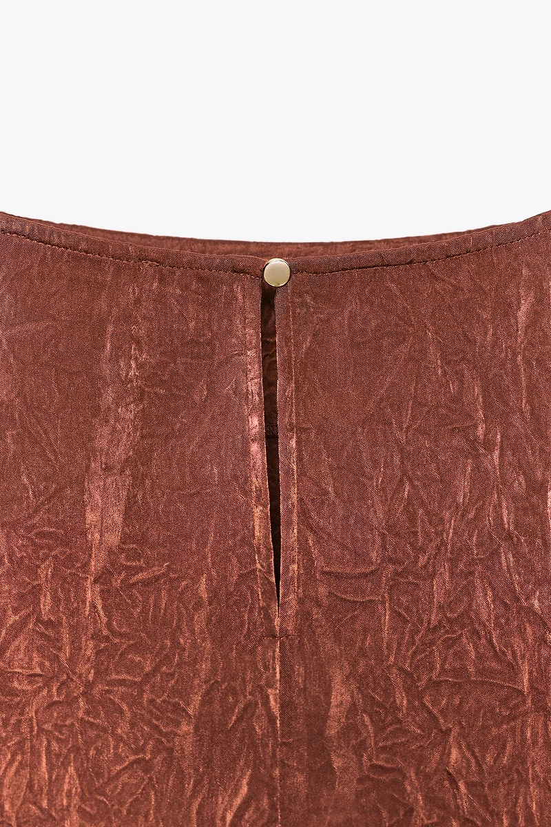 WRINKLED EFFECT SATIN TOP