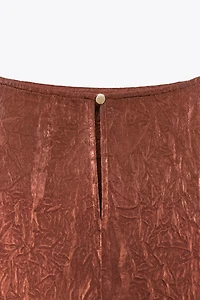 WRINKLED EFFECT SATIN TOP