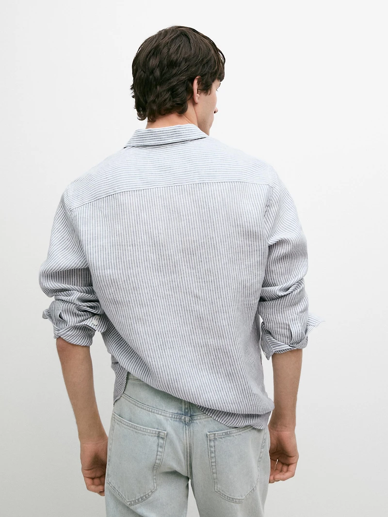 Striped slim fit linen shirt
