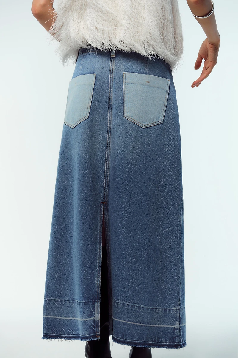JUPE MIDI EN JEAN COMBINÉ Z1975