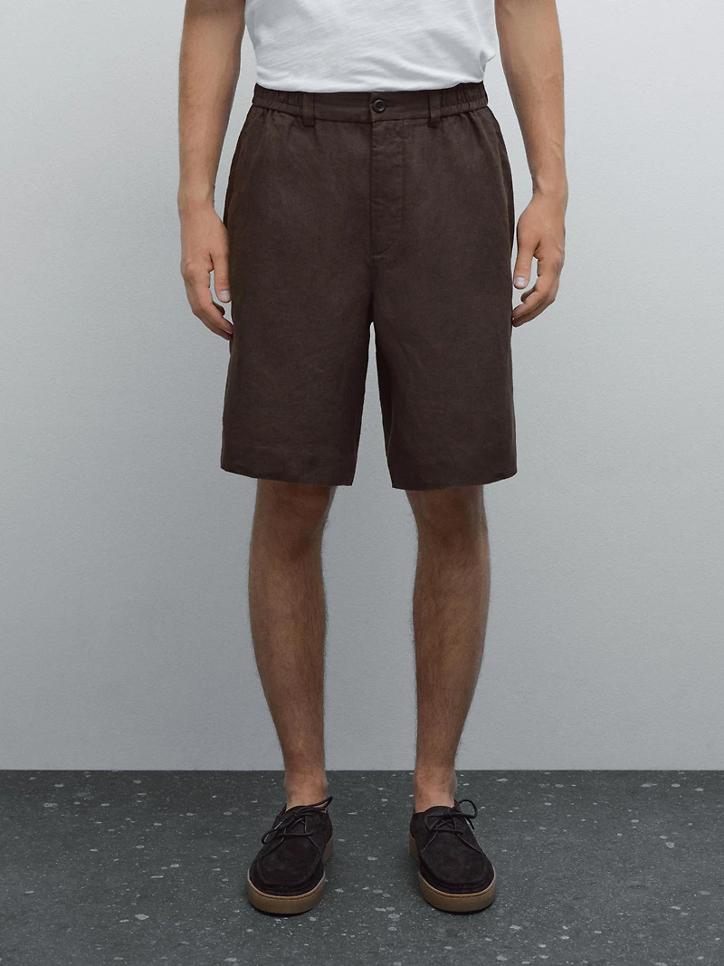 Lightweight 100% linen Bermuda shorts