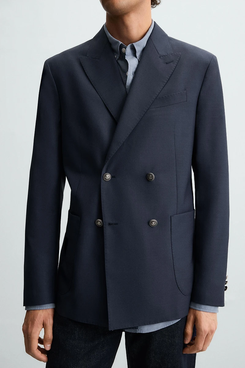 WOOL BLEND DOUBLE BREASTED BLAZER