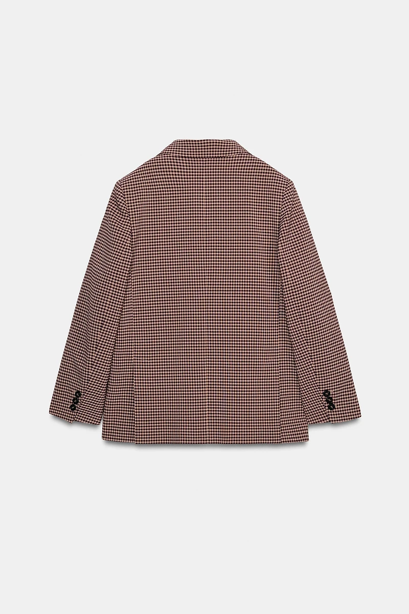 OVERSIZED PLAID DOUBLE-BREASTED BLAZER