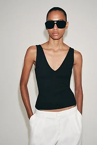 RIB V-NECK TOP