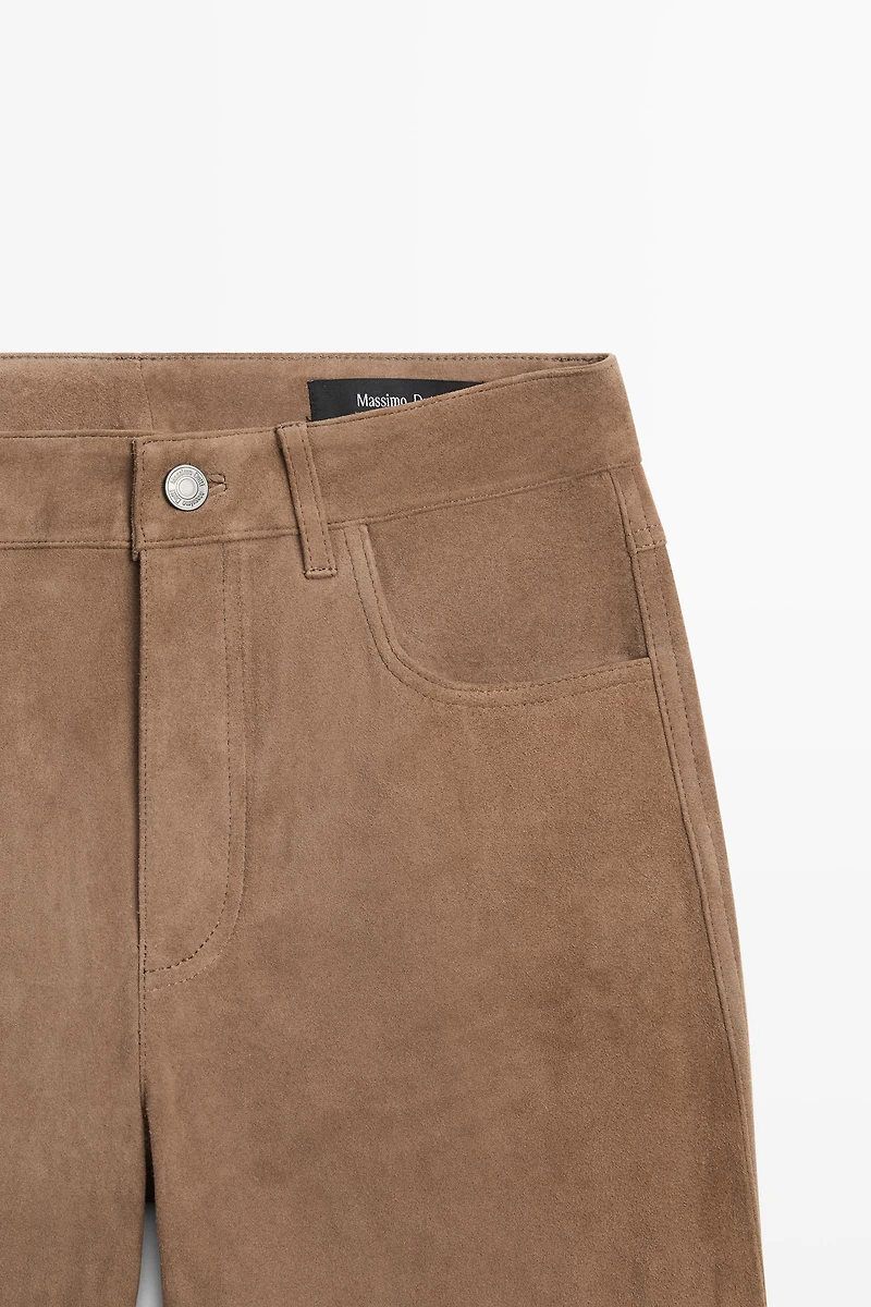 Flare fit suede leather leggings