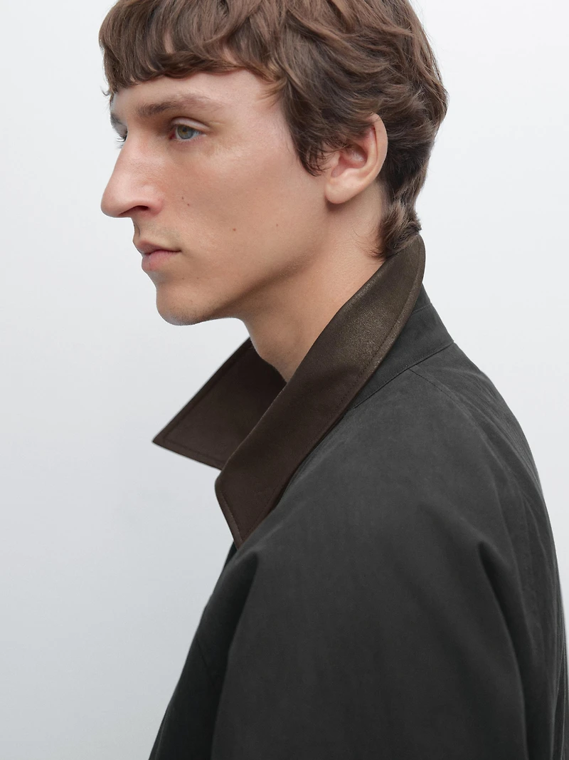 Veste avec col en cuir