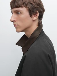 Veste avec col en cuir