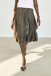 Flowing midi skirt with ruffle detail