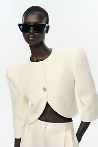 PUFF SLEEVE CROPPED BLAZER