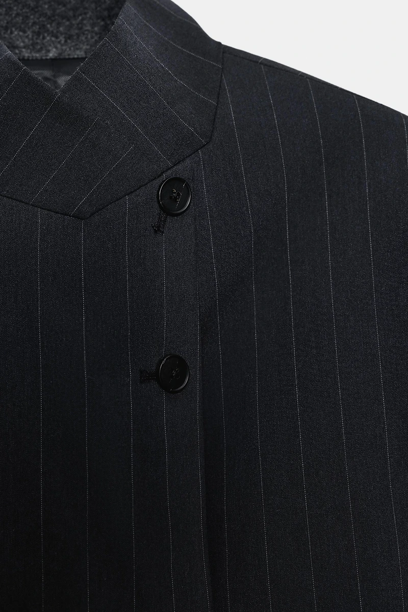 ZW COLLECTION PINSTRIPE HIGH NECK BLAZER