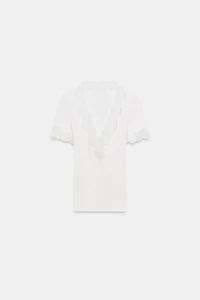 LACE RIBBED T-SHIRT