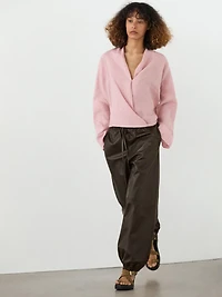 Blouse fluide croisée ample en lin
