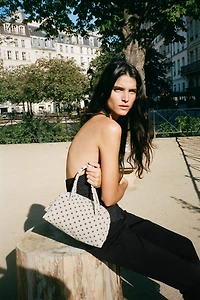 PRINTED SPLIT LEATHER BOWLING BAG