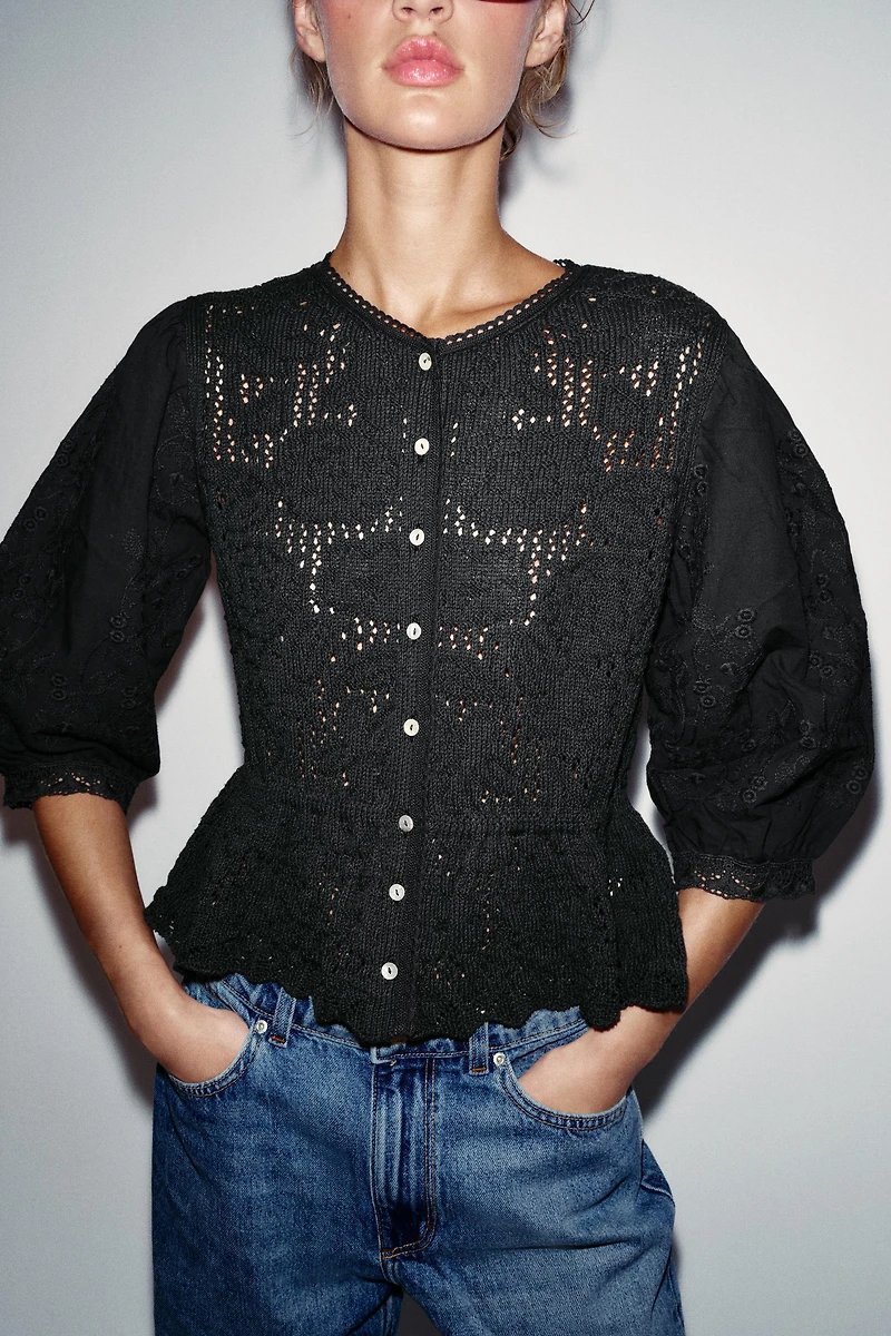 ROMANTIC COMBINATION KNIT JACKET
