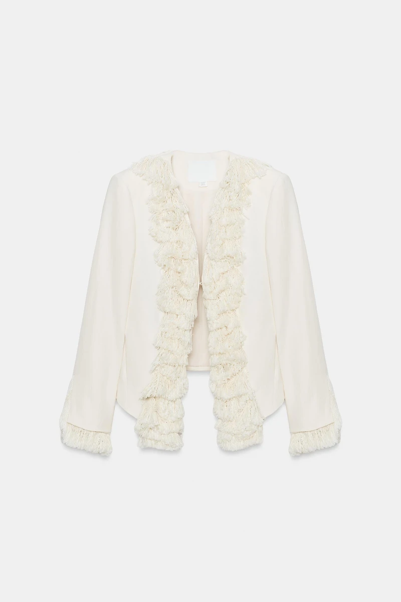 LINEN BLEND FRINGE JACKET ZW COLLECTION