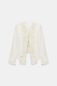 LINEN BLEND FRINGE JACKET ZW COLLECTION