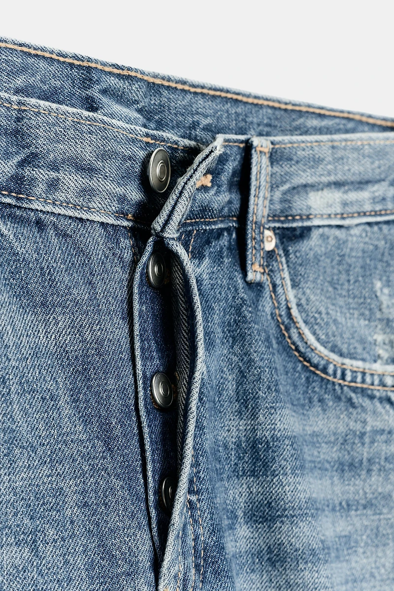 TRF MID-RISE RIPPED STRAIGHT JEANS