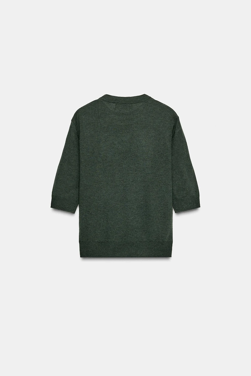 SHORT SLEEVE WOOL SWEATER