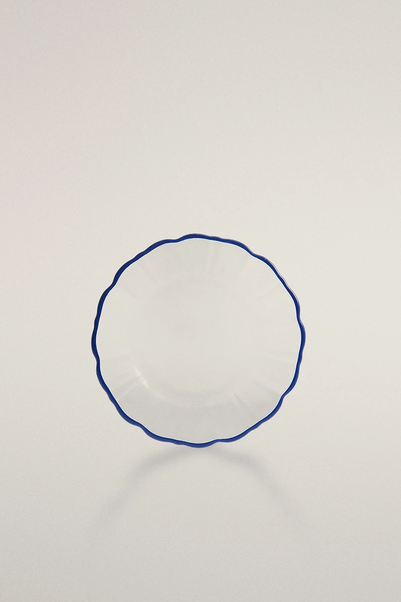 GLASS SIDE PLATE WITH RIM