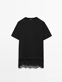 Short sleeve T-shirt with lace detail