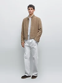 Short suede goatskin jacket