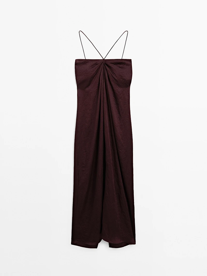 Draped satin midi dress - STUDIO