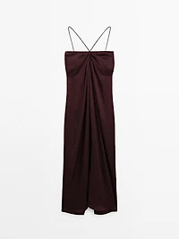 Draped satin midi dress - STUDIO