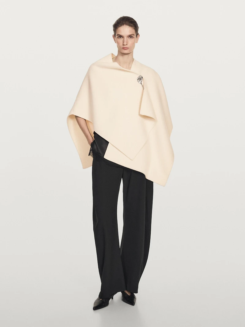 Wool blend felt texture cape