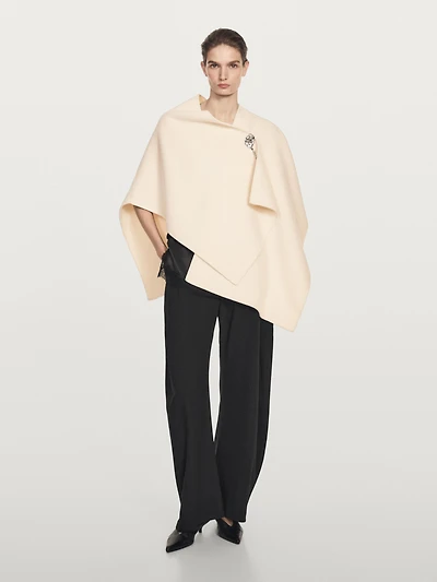 Wool blend felt texture cape