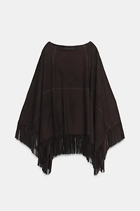 CAPE EN CUIR AVEC FRANGES