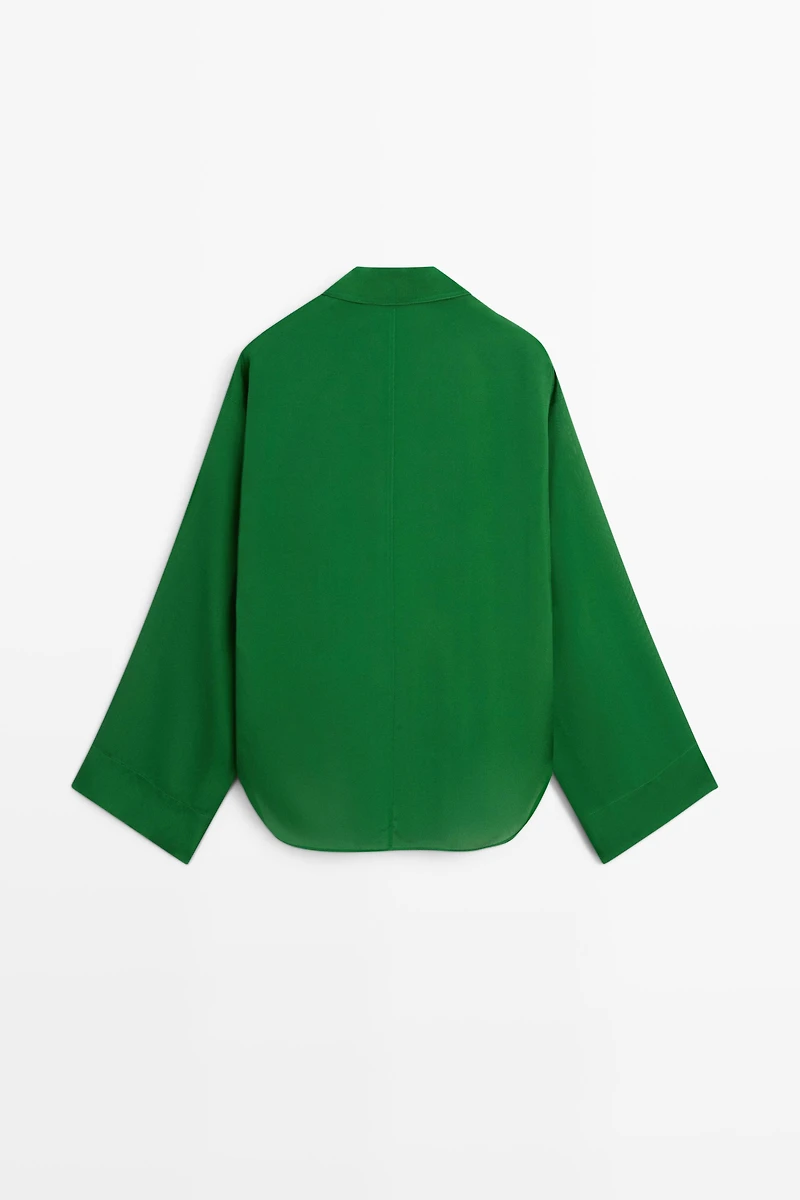 Long sleeve flowing polo shirt