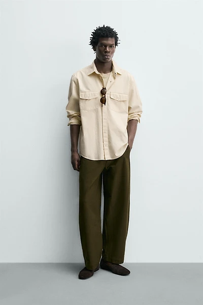 REGULAR FIT TEXTURED COTTON SHIRT