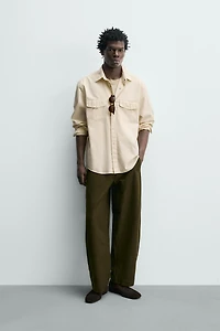 REGULAR FIT TEXTURED COTTON SHIRT