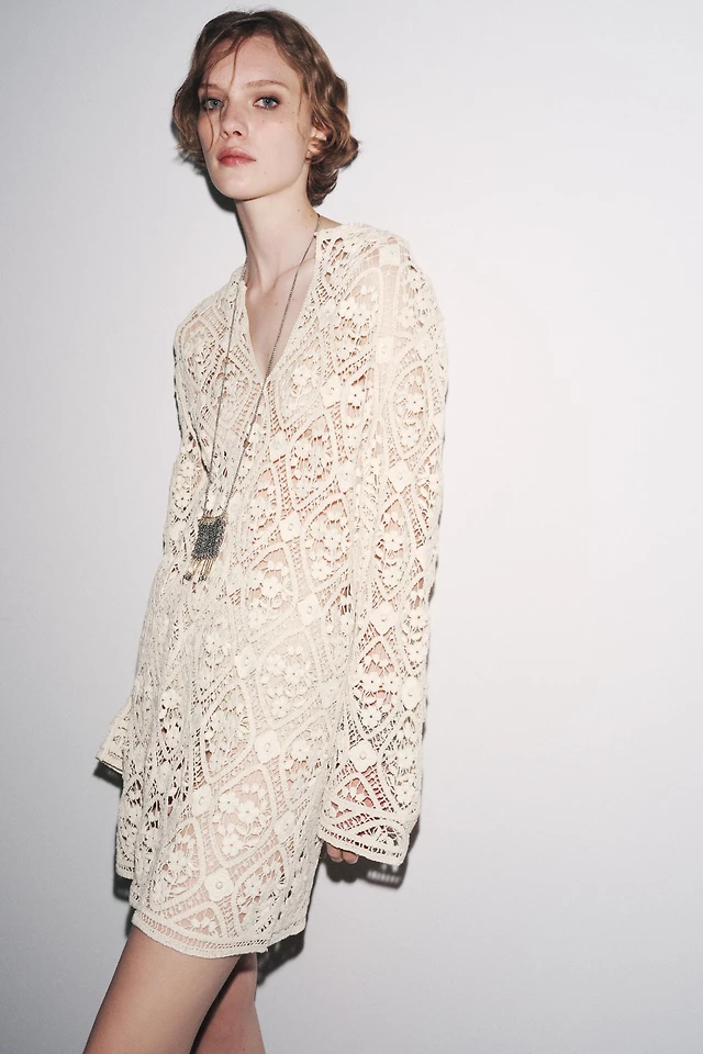 Zara ZW COLLECTION CROCHET MINI DRESS | Place Rosemre