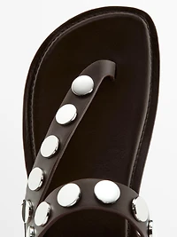 Split leather sandals with studs