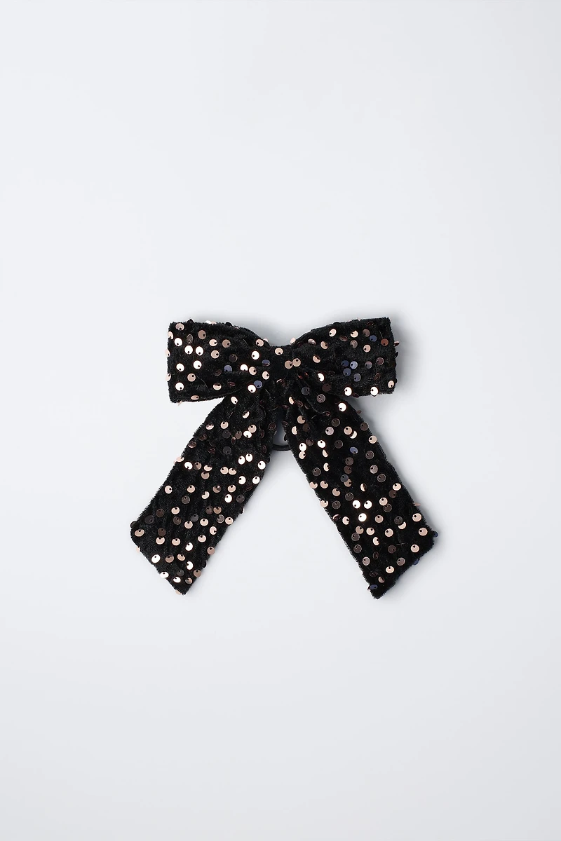 SEQUIN BOW HAIR TIE