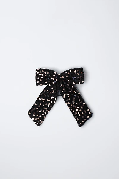 SEQUIN BOW HAIR TIE